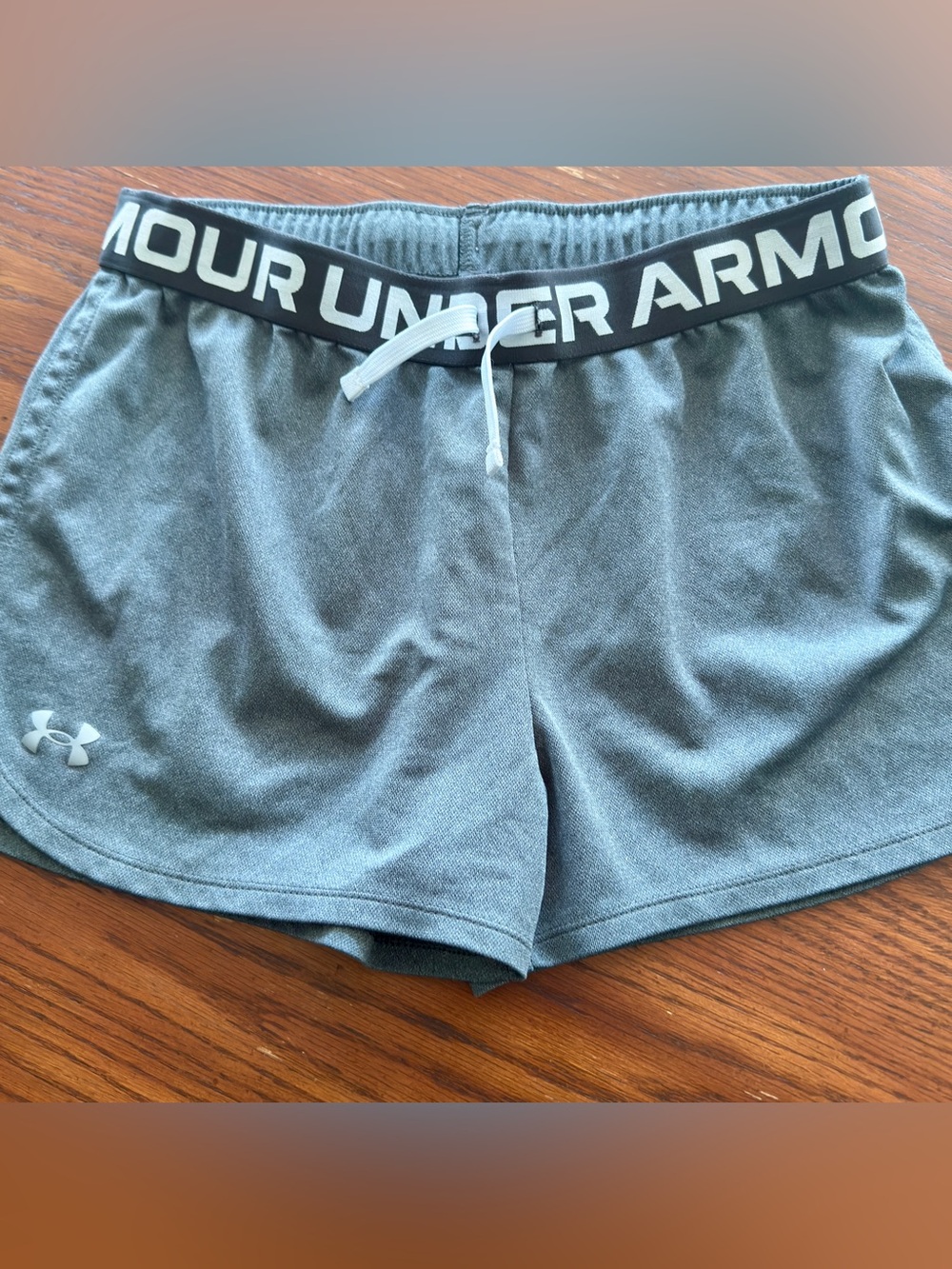 Under Armour Gray Girls' Athletic Shorts with Logo Waistband